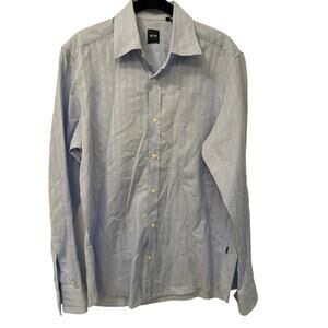 Hugo Boss Light Blue Button Down Regular Fit Dress Shirt Size Medium Cotton